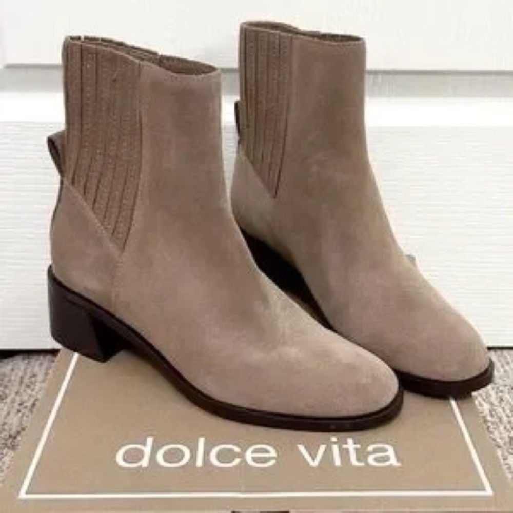 Dolce Vita Tan Ankle Booties with Elastic Panels